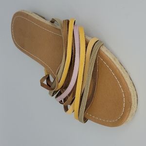 Madewell Kathryn Espadrille Slide Sandal Colorblock Snake Embossed Leath…